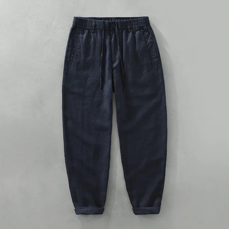 Summer New 100% Linen Casual Pants Men Clothing Thin Straight Breathable Oversize Men Trousers C1606