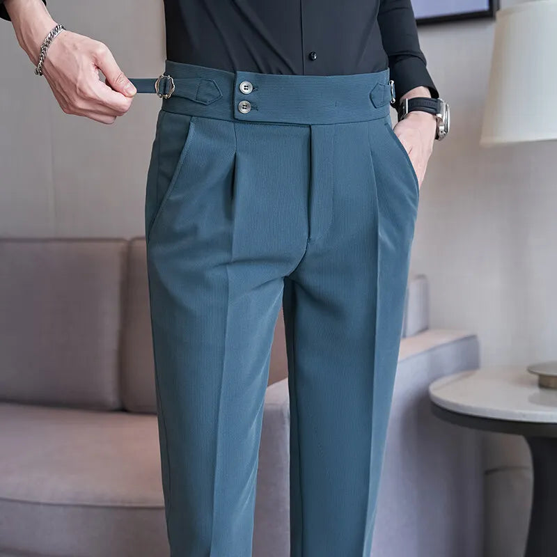 Men's Autumn and Winter Colorful High-quality Casual Naples Trousers, Slim-fit Pants for Daily Commuting.28-36