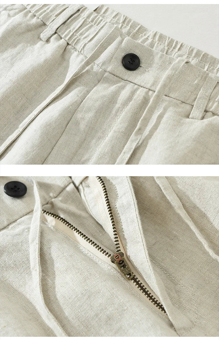 Summer New 100% Linen Casual Pants Men Clothing Thin Straight Breathable Oversize Men Trousers C1606