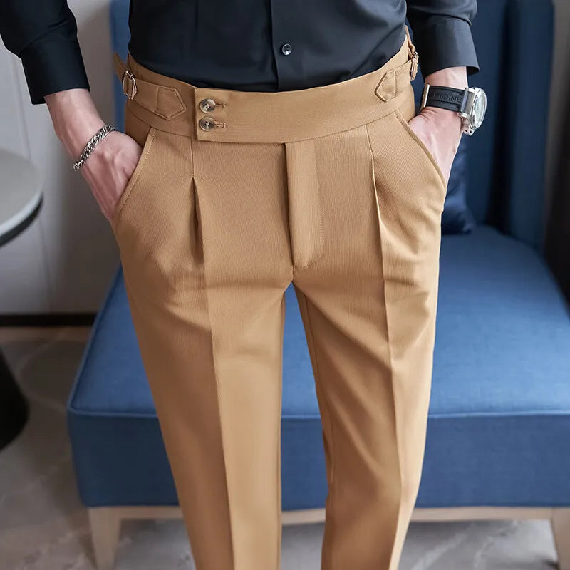 Men's Autumn and Winter Colorful High-quality Casual Naples Trousers, Slim-fit Pants for Daily Commuting.28-36