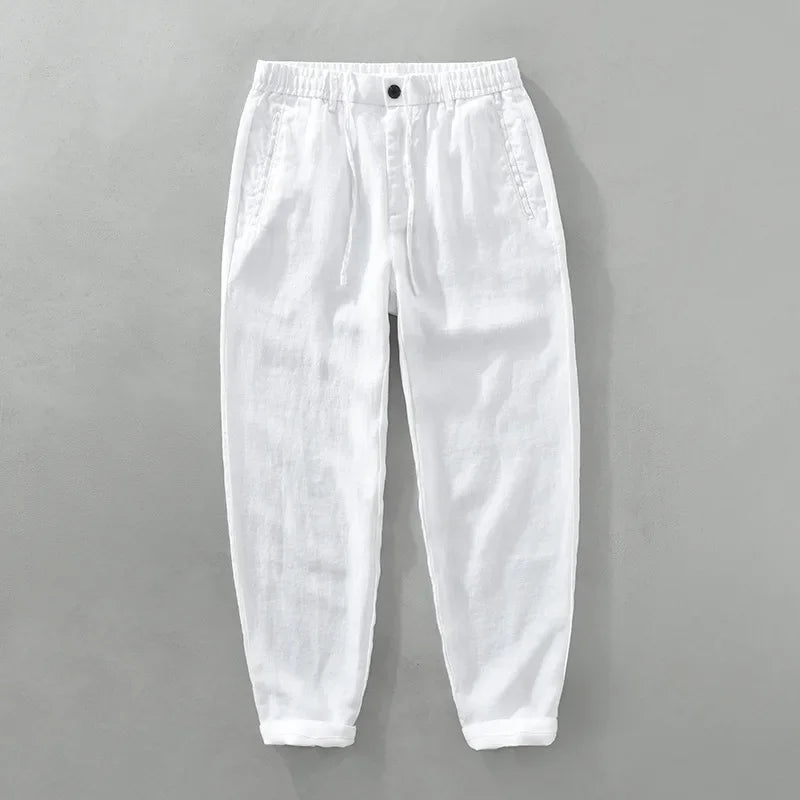 Summer New 100% Linen Casual Pants Men Clothing Thin Straight Breathable Oversize Men Trousers C1606
