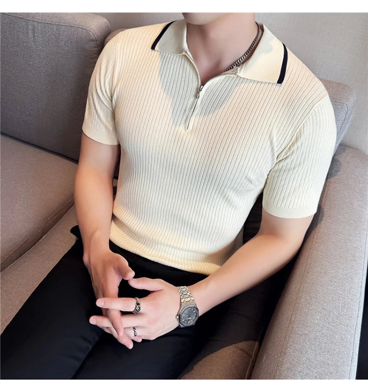 Auster Zipper Knit Polo