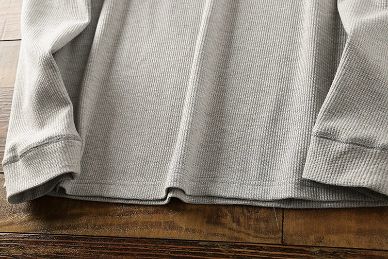 New Fashion Mens Henley Shirts Long Sleeve Half Button Up Thermal Waffle Knit Tops Tees US Size XS-XL