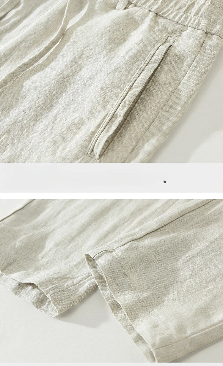 Summer New 100% Linen Casual Pants Men Clothing Thin Straight Breathable Oversize Men Trousers C1606