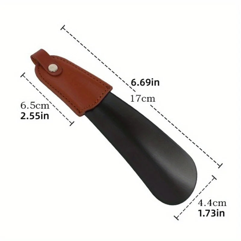 1pc stainless steel shoehorn with leather handle, travel shoehorn is easy to carry and easy to wear shoes.