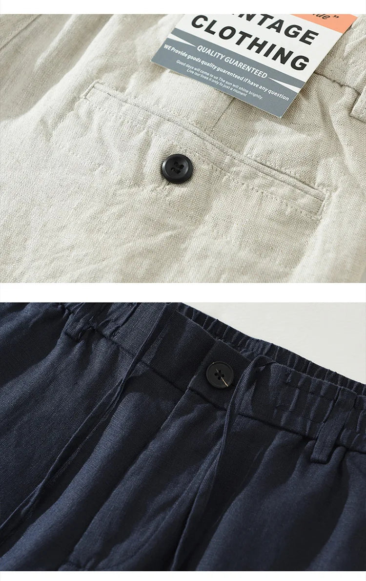 Summer New 100% Linen Casual Pants Men Clothing Thin Straight Breathable Oversize Men Trousers C1606