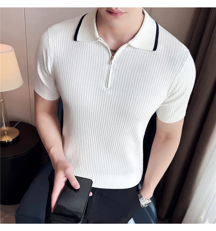Auster Zipper Knit Polo