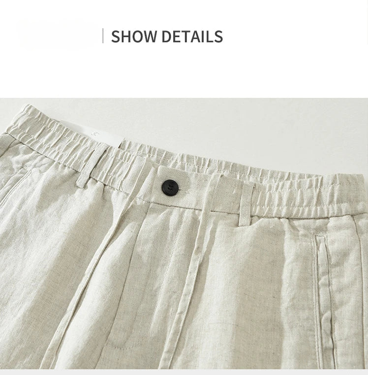 Summer New 100% Linen Casual Pants Men Clothing Thin Straight Breathable Oversize Men Trousers C1606