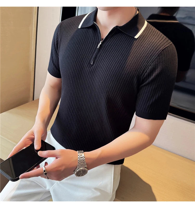 Auster Zipper Knit Polo