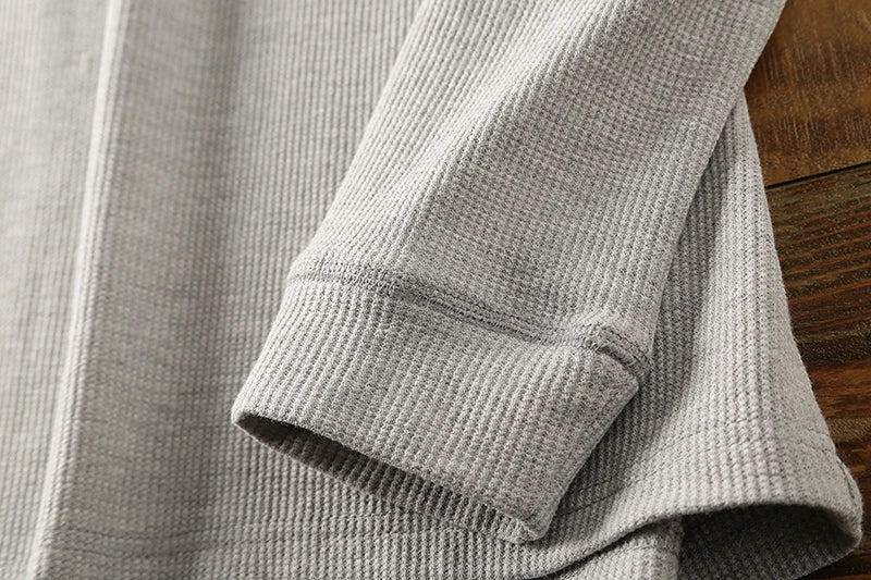 New Fashion Mens Henley Shirts Long Sleeve Half Button Up Thermal Waffle Knit Tops Tees US Size XS-XL